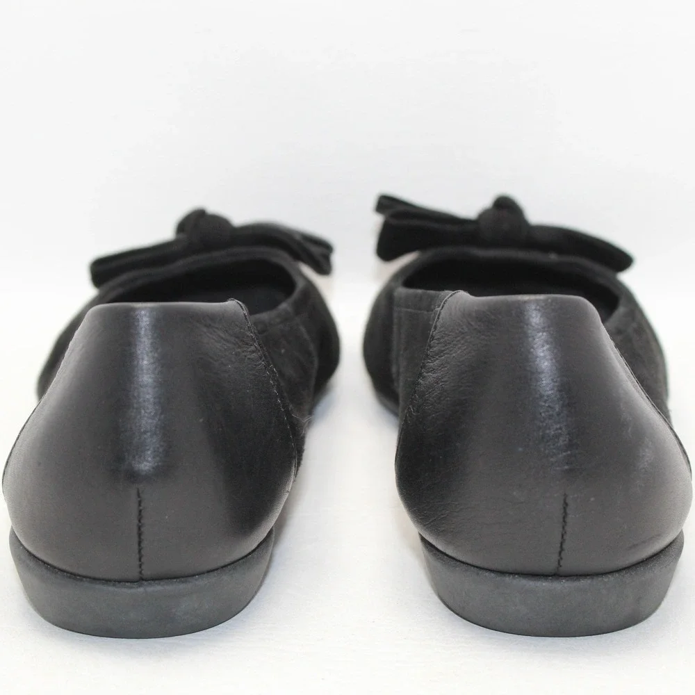 Clarks Candra Light Black Suede Leather Bow‎ Ballet Flats Womens 9W 26104706